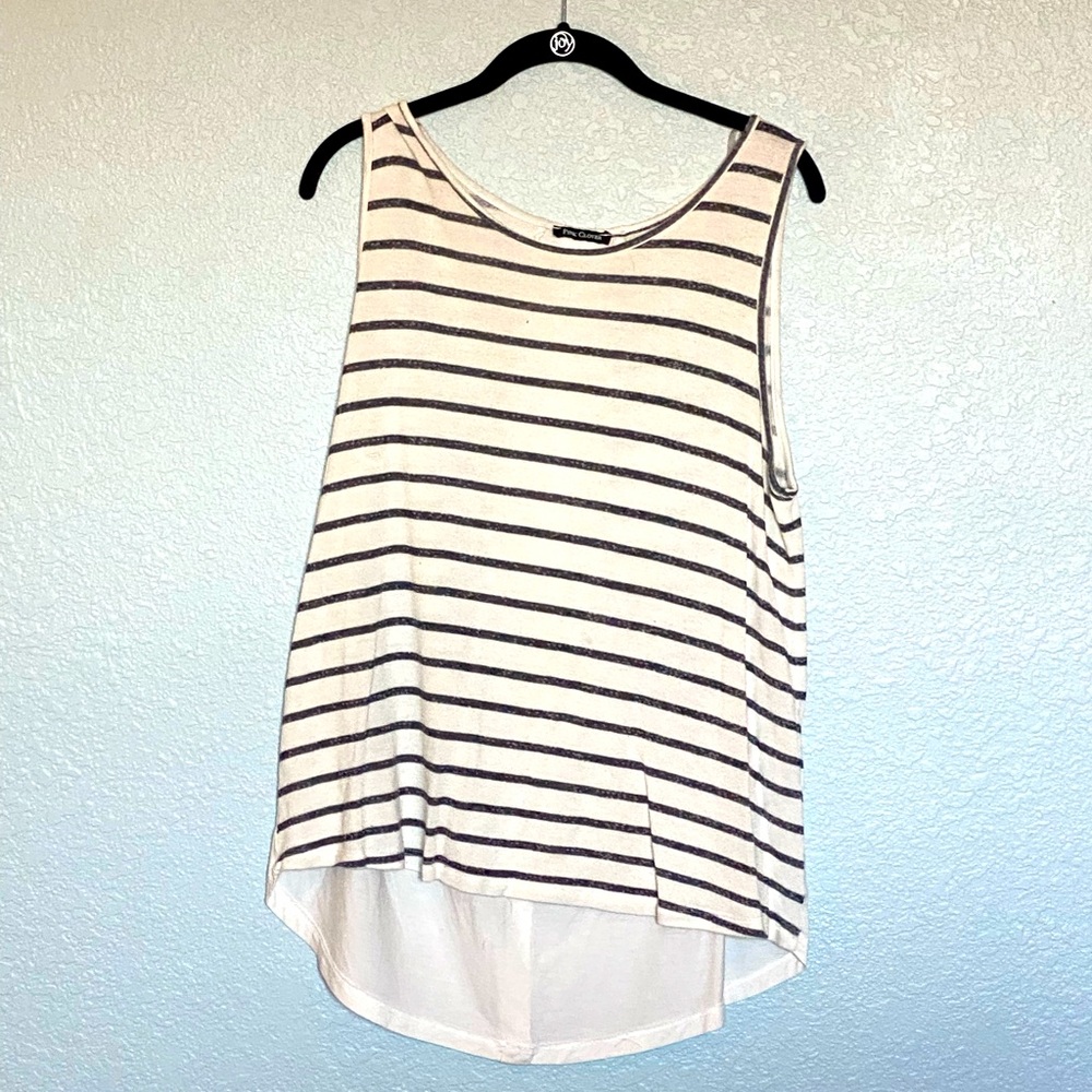 Striped Tank Top with High-Low Button Back